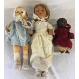 3 mid 20th century dolls (one with split to head)