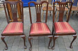 3 mahogany dining chairs with cabriole legs