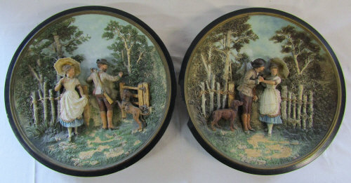Pair of late 19th early 20th century German Musterschutz large wall plaques (1 af)