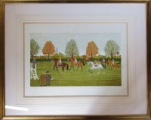 French artists proof lithograph 4/25 of a horse racing scene on vellum parchment paper by Vincent