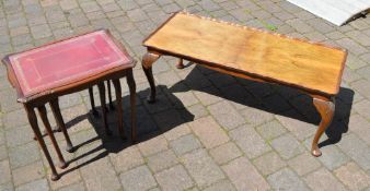 Walnut coffee table and a nest of tables