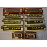 10 boxed model railway carriages and wagons including Wrenn,