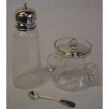 Silver topped sugar shaker, silver topped jar,