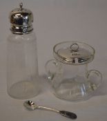 Silver topped sugar shaker, silver topped jar,