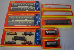 3 Hornby boxed 'Train Set Accessories' and 5 boxed carriages/wagons