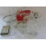 Assorted glassware inc Galway Irish crystal decanter and glasses