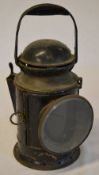 Black railway hand lamp with faded BR mark to the reverse