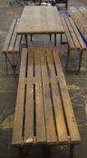 4 folding benches and a tressel table