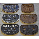 6 railway wagon plates including Derby, Wolverton,