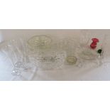 Assorted glassware inc cut glass bowl etc