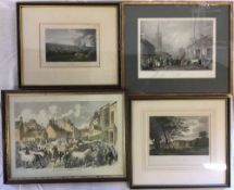 David N Robinson collection - Framed prints of Turner's engraving of Louth Horse market (glass