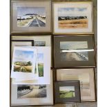 Collection of Tom Brooker watercolours of Lincolnshire landscapes,