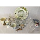 Various items of glassware & ceramics including engraved collectors glasses,