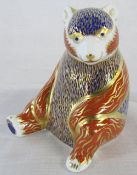 Royal Crown Derby paperweight of a bear with gold stopper