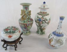 AMENDED DESCRIPTION - 4 19th century Chinese vases (two af & one with replacement lid)