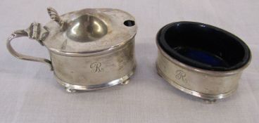 Silver mustard pot and salt Birmingham 1925 weight 1.