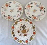 3 Royal Crown Derby plates inc Asian Rose D 27 cm