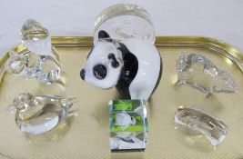 Wedgwood glass Panda paperweight,