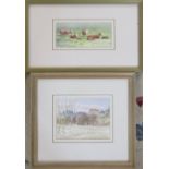 2 watercolours by Baz East (b.1938) cattle 40 cm x 25 and rural scene 35.