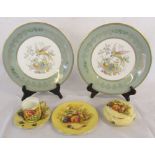 Assorted Aynsley ceramics inc pair of cabinet plates & Orchard Gold