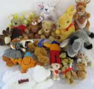 Assorted soft toys inc Lindt bunny, Basil Brush,