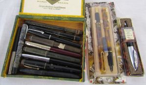 Assorted pens inc 14ct gold nibs