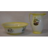 Toilet jug and bowl decorated with birds