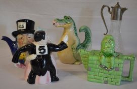 4 ceramic teapots including Mad Hatter, Humpty Dumpty,