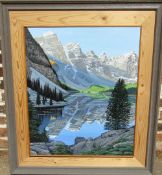 Framed oil on board of an Alpine scene by Richard Maitland Laws CBE FRS ScD (1926-2014) - Director