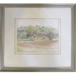 Watercolour 'Spring at Brinkhill' by Baz East (b.1938) signed lower left corner 40.