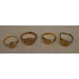 4 9ct gold rings, approx 10.