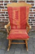 Pine rocking chair with two cushions