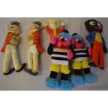 Various soft toys including Sunny Jim dolls and Bertie Bassett