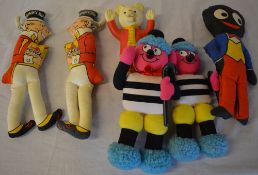 Various soft toys including Sunny Jim dolls and Bertie Bassett