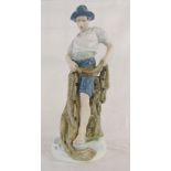 Large Royal Dux figure of a fisherman H 53 cm
