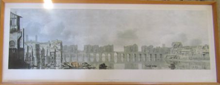 Large print of 'Old London Bridge' by Claude de Jongh (1630) 124 cm x 48 cm (size including frame)