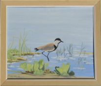 Framed oil on canvas of a wading bird by Richard Maitland Laws CBE FRS ScD (1926-2014) - Director