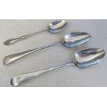 3 silver spoons London 1814 (2) & Birmingham 1918 weight 1.