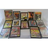 14 framed prints of comic covers/fronts