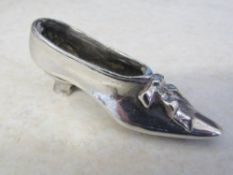 Miniature silver shoe marked '800' L 2" weight 0.