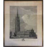 David N Robinson collection - Framed engraving of St James's Church Louth by B Howlett 1825 61cm by