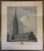 David N Robinson collection - Framed engraving of St James's Church Louth by B Howlett 1825 61cm by