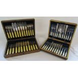 Cased silver plate fish knives and forks with one other