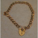 9ct gold padlock bracelet, approx weight 2.