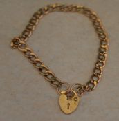 9ct gold padlock bracelet, approx weight 2.