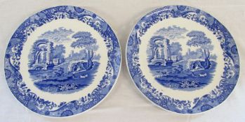 Pair of Copeland Spode blue and white chargers D 36 cm