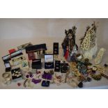 Large quantity of costume jewellery including stands