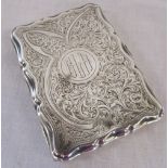 Ornate silver card case Birmingham 1901 weight 2.