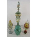 Assorted glassware inc iridescent vase & perfume bottles