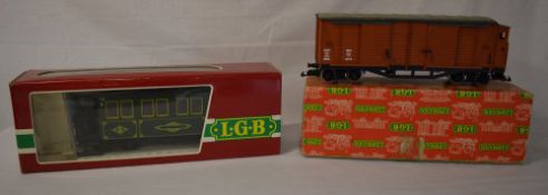 Lehmann LGB 4063 covered freight wagon and LGB 3060 passenger car,